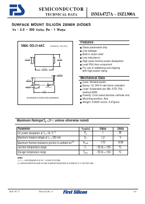 1SMA4764A Datasheet PDF First Silicon Co., Ltd
