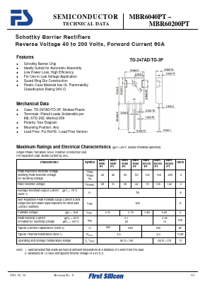 MBR60150PT Datasheet PDF First Silicon Co., Ltd