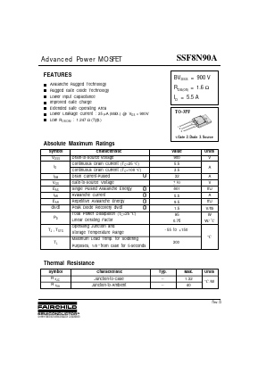 SSF8N90A Datasheet PDF Fairchild Semiconductor