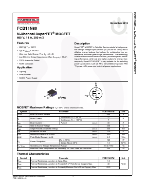 FCB11N60 Datasheet PDF Fairchild Semiconductor