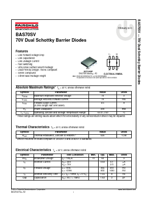 BAS70SV Datasheet PDF Fairchild Semiconductor
