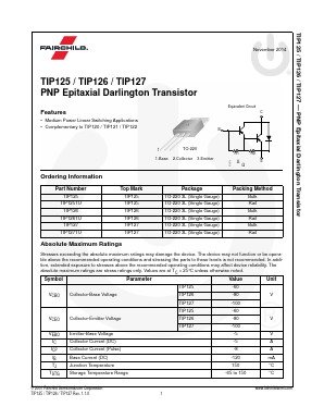 TIP125 Datasheet PDF Fairchild Semiconductor