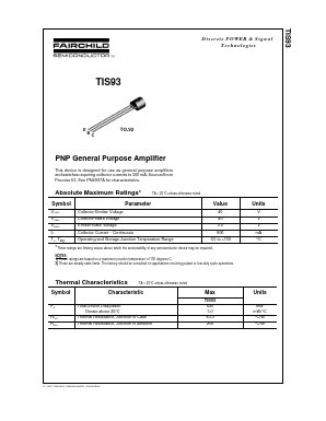 TIS93 Datasheet PDF Fairchild Semiconductor