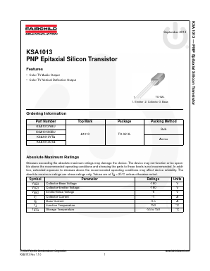 KSA1013OTA Datasheet PDF Fairchild Semiconductor