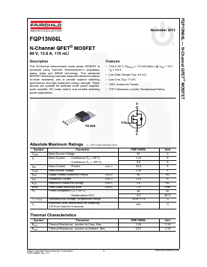 13N06L Datasheet PDF Fairchild Semiconductor