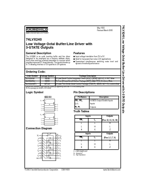 74LVX240 Datasheet PDF Fairchild Semiconductor