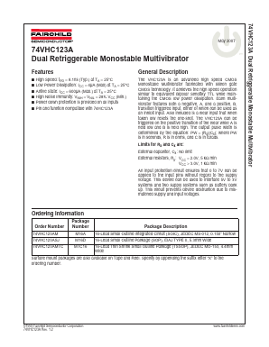 74VHC123ASJ Datasheet PDF Fairchild Semiconductor