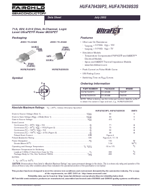 HUFA76439P3T Datasheet PDF Fairchild Semiconductor