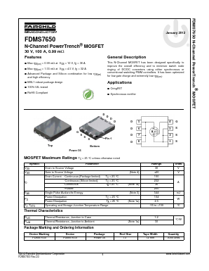 FDMS7650 Datasheet PDF Fairchild Semiconductor