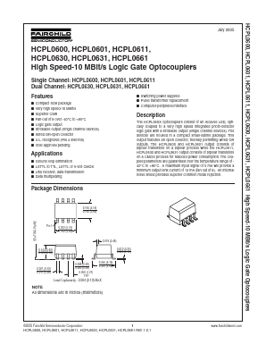 HCPL0631R2 Datasheet PDF Fairchild Semiconductor