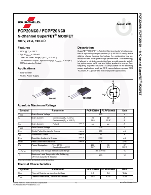 20N60 Datasheet PDF Fairchild Semiconductor