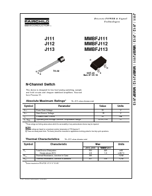 J111 Datasheet PDF Fairchild Semiconductor