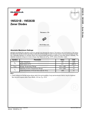 1N5226BTR Datasheet PDF Fairchild Semiconductor