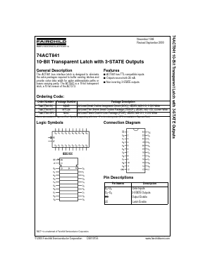 74ACT841 Datasheet PDF Fairchild Semiconductor
