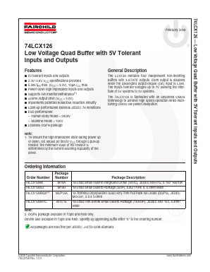 74LCX126BQX Datasheet PDF Fairchild Semiconductor