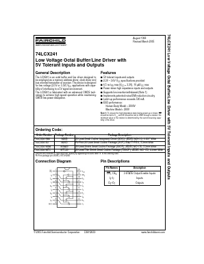 74LCX241 Datasheet PDF Fairchild Semiconductor