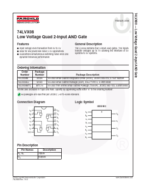 74LVX08SJX Datasheet PDF Fairchild Semiconductor