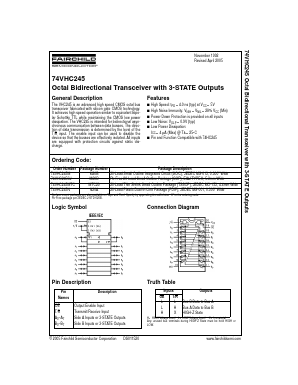 74VHC245NX Datasheet PDF Fairchild Semiconductor