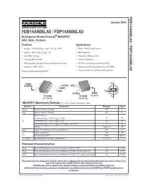 FDB14AN06LA Datasheet PDF Fairchild Semiconductor