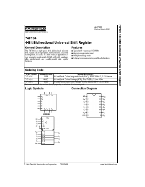 74F194SCX_00 Datasheet PDF Fairchild Semiconductor