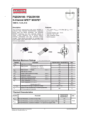 FQD2N100 Datasheet PDF Fairchild Semiconductor
