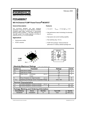 FDS4080N7 Datasheet PDF Fairchild Semiconductor
