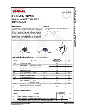 FQB7N60 Datasheet PDF Fairchild Semiconductor