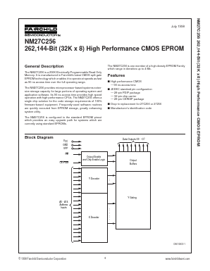 NM27C256Q90 Datasheet PDF Fairchild Semiconductor