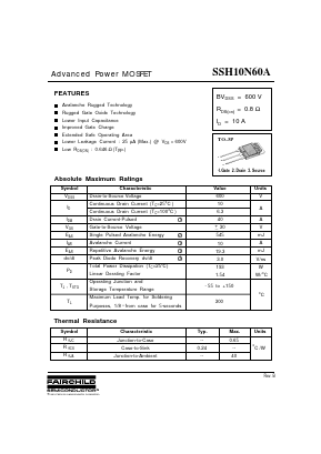 SSH10N60A Datasheet PDF Fairchild Semiconductor
