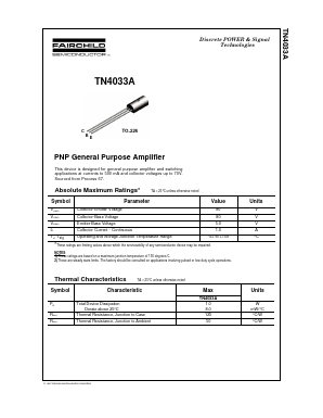 TN4033 Datasheet PDF Fairchild Semiconductor