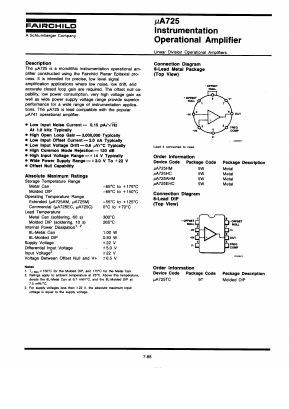 UA725 Datasheet PDF Fairchild Semiconductor