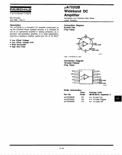 UA702HMQB Datasheet PDF Fairchild Semiconductor