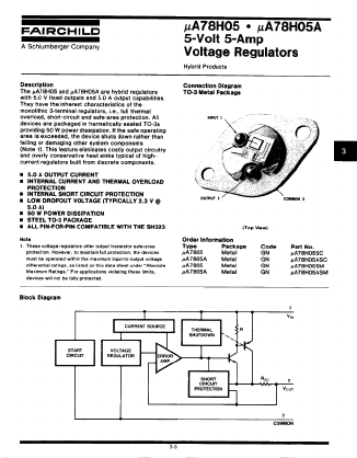 UA78H05 Datasheet PDF Fairchild Semiconductor
