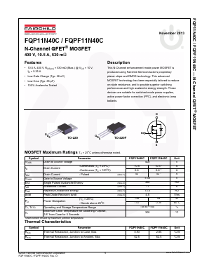 FQPF11N40CT Datasheet PDF Fairchild Semiconductor