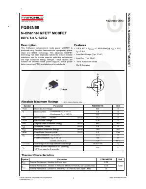 FQB6N80TM Datasheet PDF Fairchild Semiconductor