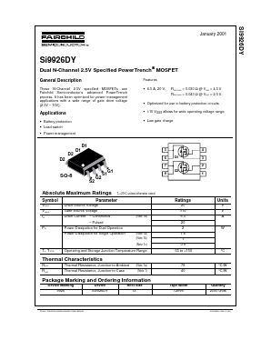 SI9926DY Datasheet PDF Fairchild Semiconductor