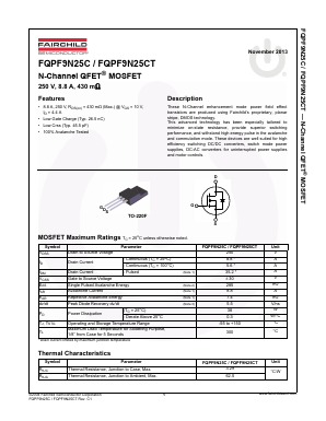 FQPF9N25CYDTU Datasheet PDF Fairchild Semiconductor