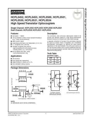 HCPL0530V Datasheet PDF Fairchild Semiconductor