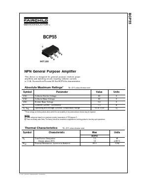 BCP55 Datasheet PDF Fairchild Semiconductor