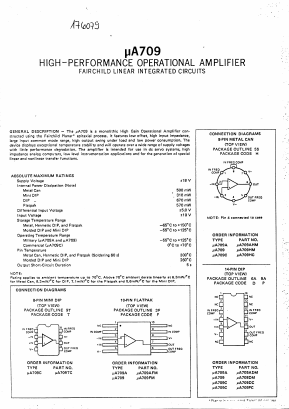UA709AHM Datasheet PDF Fairchild Semiconductor