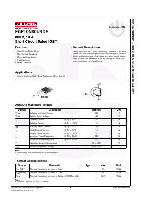 FGP10N60UNDF Datasheet PDF Fairchild Semiconductor