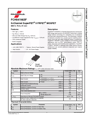 FCH041N65F Datasheet PDF Fairchild Semiconductor