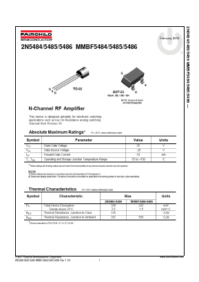2N5485_D74Z Datasheet PDF Fairchild Semiconductor