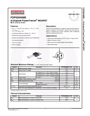 FDP020N06B_F102 Datasheet PDF Fairchild Semiconductor
