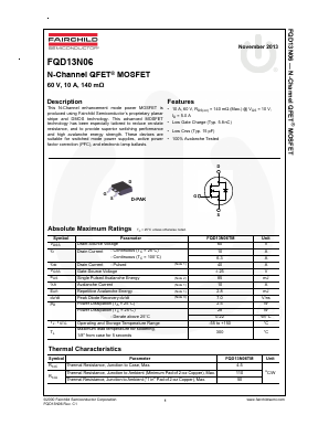 FQD13N06TM Datasheet PDF Fairchild Semiconductor