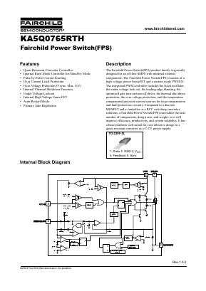 KA5Q0765RTH Datasheet PDF Fairchild Semiconductor