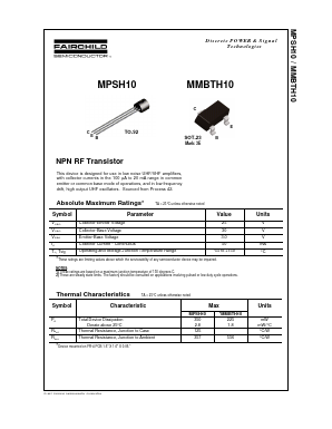 MPSH10 Datasheet PDF Fairchild Semiconductor