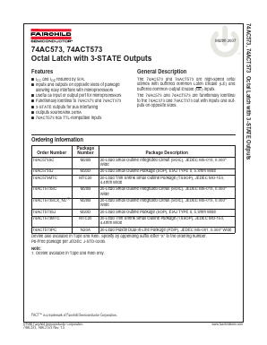 74ACT573PC Datasheet PDF Fairchild Semiconductor