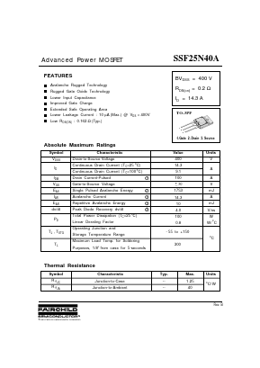 SSF25N40A Datasheet PDF Fairchild Semiconductor