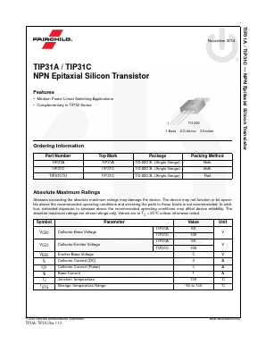 TIP31A_14 Datasheet PDF Fairchild Semiconductor